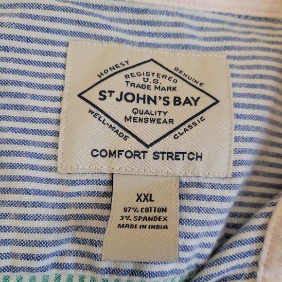 St. John’s Bay Men’s XXL Multicolor Stripe Oxford Shirt Long Sleeve Button Up - Picture 3 of 6